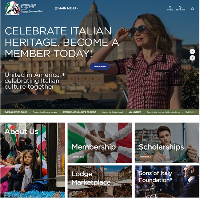 Italia in Jax website design